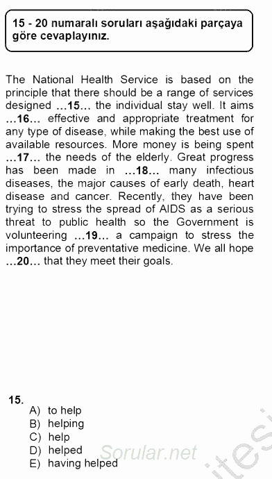 Pedagojik Gramer 1 2012 - 2013 Ara Sınavı 15.Soru