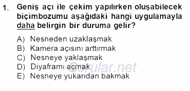 Optik Bakış 2014 - 2015 Dönem Sonu Sınavı 1.Soru