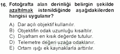 Optik Bakış 2014 - 2015 Dönem Sonu Sınavı 16.Soru