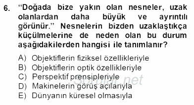 Optik Bakış 2014 - 2015 Dönem Sonu Sınavı 6.Soru