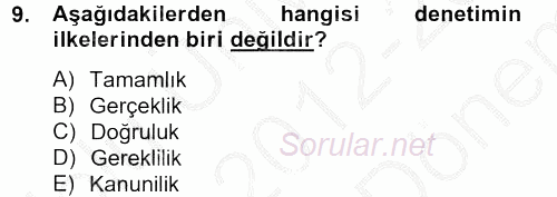 Yerel Yönetimler 2012 - 2013 Dönem Sonu Sınavı 9.Soru