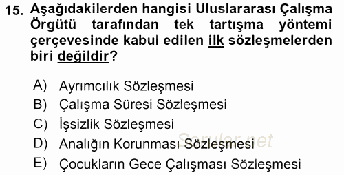 Uluslararası Sosyal Politika 2015 - 2016 Ara Sınavı 15.Soru