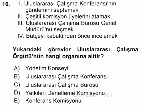 Uluslararası Sosyal Politika 2015 - 2016 Ara Sınavı 16.Soru