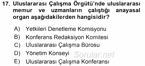 Uluslararası Sosyal Politika 2015 - 2016 Ara Sınavı 17.Soru