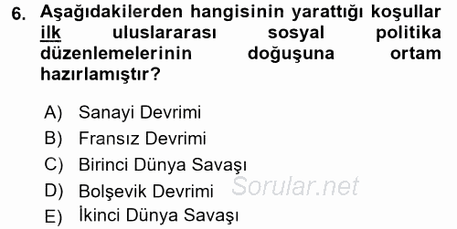 Uluslararası Sosyal Politika 2015 - 2016 Ara Sınavı 6.Soru