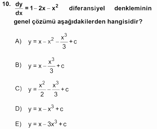 Matematik 2 2017 - 2018 Ara Sınavı 10.Soru