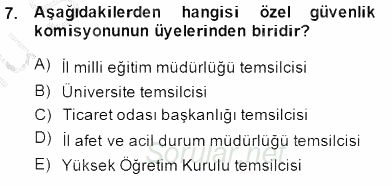 Özel Güvenlik Hukuku 1 2014 - 2015 Dönem Sonu Sınavı 7.Soru