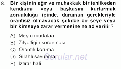 Özel Güvenlik Hukuku 1 2014 - 2015 Dönem Sonu Sınavı 8.Soru