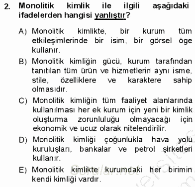 Kurumsal İletişim 2012 - 2013 Dönem Sonu Sınavı 2.Soru