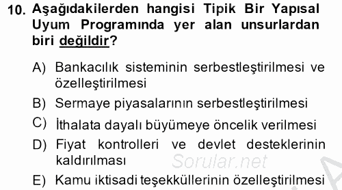 Uluslararası Sosyal Politika 2014 - 2015 Dönem Sonu Sınavı 10.Soru