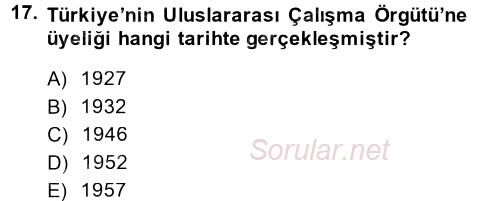 Uluslararası Sosyal Politika 2014 - 2015 Dönem Sonu Sınavı 17.Soru