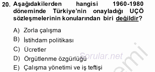 Uluslararası Sosyal Politika 2014 - 2015 Dönem Sonu Sınavı 20.Soru