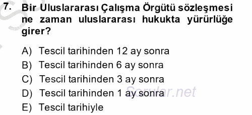 Uluslararası Sosyal Politika 2014 - 2015 Dönem Sonu Sınavı 7.Soru
