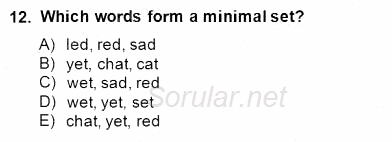 Dilbilim 1 2014 - 2015 Ara Sınavı 12.Soru