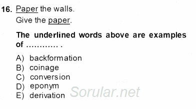 Dilbilim 1 2014 - 2015 Ara Sınavı 16.Soru