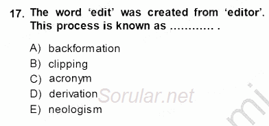 Dilbilim 1 2014 - 2015 Ara Sınavı 17.Soru