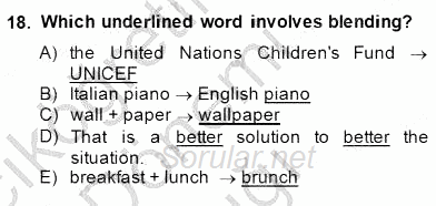 Dilbilim 1 2014 - 2015 Ara Sınavı 18.Soru
