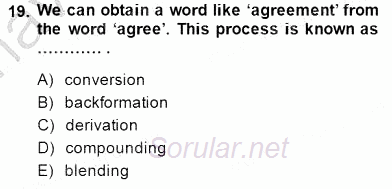 Dilbilim 1 2014 - 2015 Ara Sınavı 19.Soru