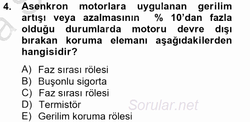 Elektromekanik Kumanda Sistemleri 2012 - 2013 Ara Sınavı 4.Soru