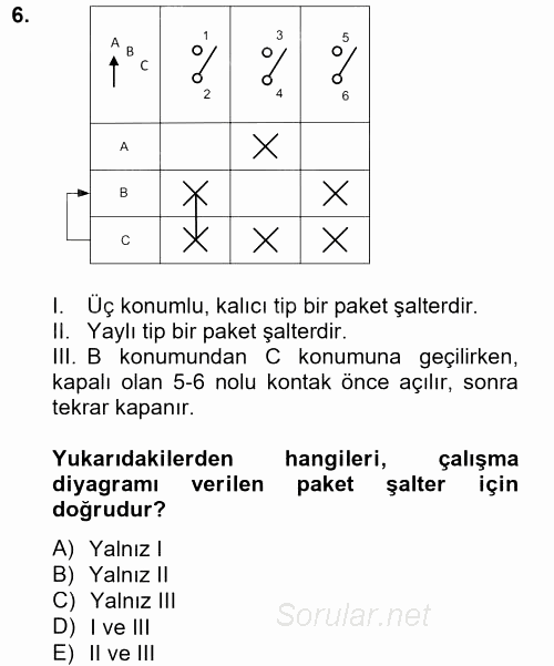 Elektromekanik Kumanda Sistemleri 2012 - 2013 Ara Sınavı 6.Soru