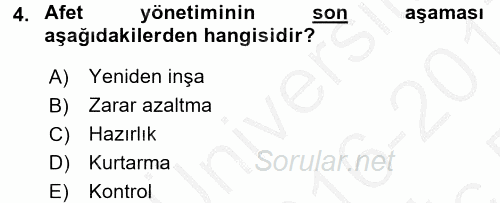 Kamu Yönetiminde Çağdaş Yaklaşımlar 2016 - 2017 3 Ders Sınavı 4.Soru