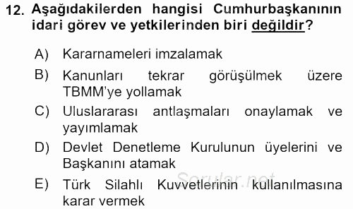 Kamu Özel Kesim Yapısı Ve İlişkileri 2015 - 2016 Ara Sınavı 12.Soru