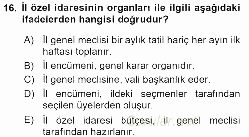 Kamu Özel Kesim Yapısı Ve İlişkileri 2015 - 2016 Ara Sınavı 16.Soru