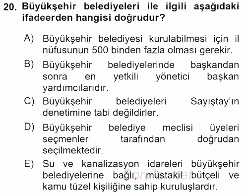 Kamu Özel Kesim Yapısı Ve İlişkileri 2015 - 2016 Ara Sınavı 20.Soru