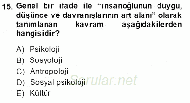 Küreselleşme ve Kültürlerarası İletişim 2014 - 2015 Ara Sınavı 15.Soru