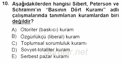 Haberciliğin Temel Kavramları 2012 - 2013 Ara Sınavı 10.Soru