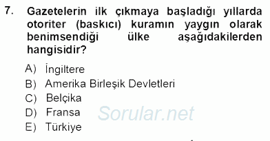 Haberciliğin Temel Kavramları 2012 - 2013 Ara Sınavı 7.Soru