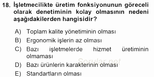 İşletmelerde Sosyal Sorumluluk Ve Etik 2015 - 2016 Tek Ders Sınavı 18.Soru