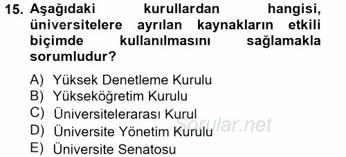 Türk Eğitim Tarihi 2012 - 2013 Dönem Sonu Sınavı 15.Soru