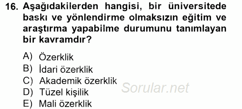 Türk Eğitim Tarihi 2012 - 2013 Dönem Sonu Sınavı 16.Soru