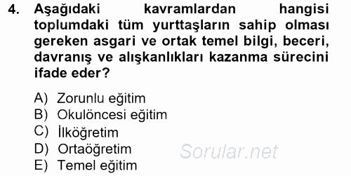Türk Eğitim Tarihi 2012 - 2013 Dönem Sonu Sınavı 4.Soru