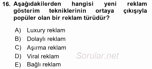 Medya ve Etik 2017 - 2018 Dönem Sonu Sınavı 16.Soru