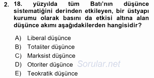 Medya ve Etik 2017 - 2018 Dönem Sonu Sınavı 2.Soru