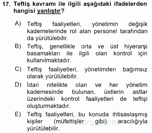Kamu Mali Yönetimi 2016 - 2017 Dönem Sonu Sınavı 17.Soru