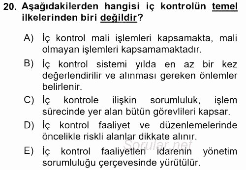 Kamu Mali Yönetimi 2016 - 2017 Dönem Sonu Sınavı 20.Soru