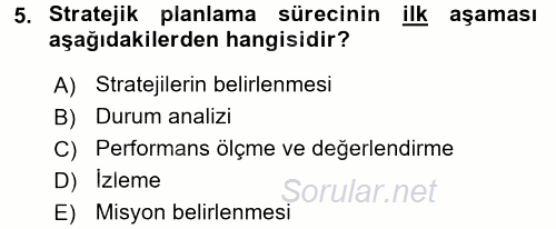 Kamu Mali Yönetimi 2016 - 2017 Dönem Sonu Sınavı 5.Soru