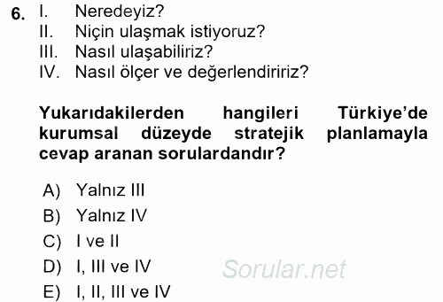 Kamu Mali Yönetimi 2016 - 2017 Dönem Sonu Sınavı 6.Soru