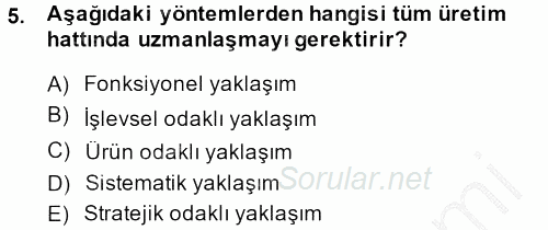Tedarik Zinciri Yönetimi 2013 - 2014 Ara Sınavı 5.Soru