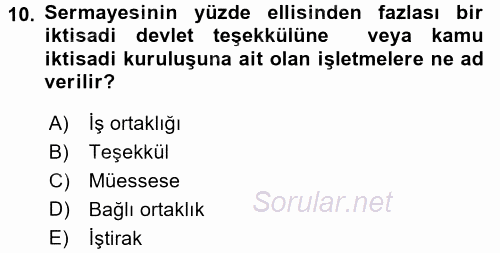 Özel Vergi Hukuku 1 2016 - 2017 Dönem Sonu Sınavı 10.Soru