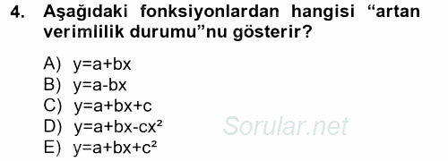 Maliyet Yönetimi 2013 - 2014 Tek Ders Sınavı 4.Soru