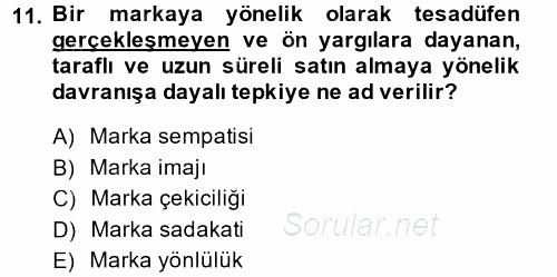 Tüketim Bilinci ve Bilinçli Tüketici 2014 - 2015 Ara Sınavı 11.Soru