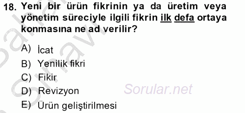 Tüketim Bilinci ve Bilinçli Tüketici 2014 - 2015 Ara Sınavı 18.Soru