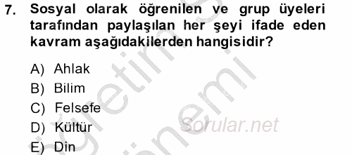 Tüketim Bilinci ve Bilinçli Tüketici 2014 - 2015 Ara Sınavı 7.Soru