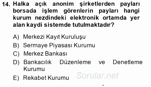 Ticaret Hukuku 2 2014 - 2015 Ara Sınavı 14.Soru