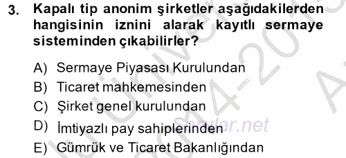 Ticaret Hukuku 2 2014 - 2015 Ara Sınavı 3.Soru