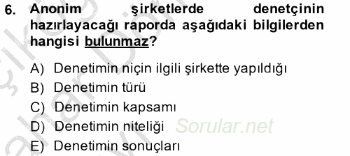 Ticaret Hukuku 2 2014 - 2015 Ara Sınavı 6.Soru